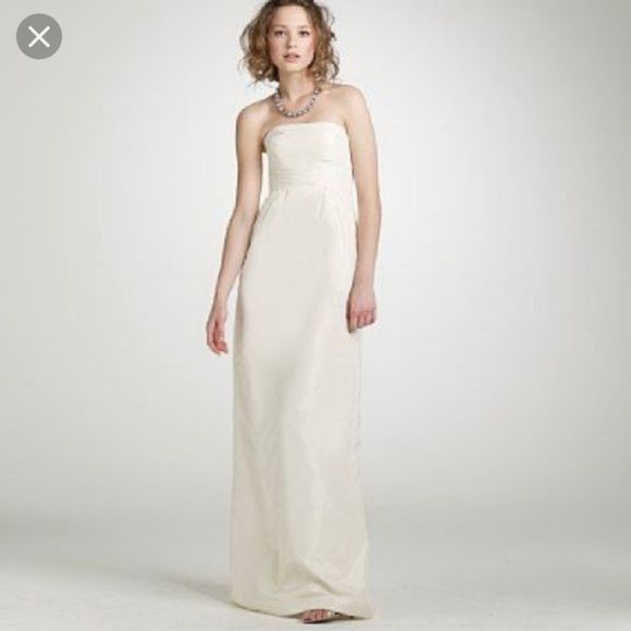 J Crew Clarice 100% Silk Taffeta Strapless Corset Bodice Bridal Long Dress 0 - Picture 5 of 5